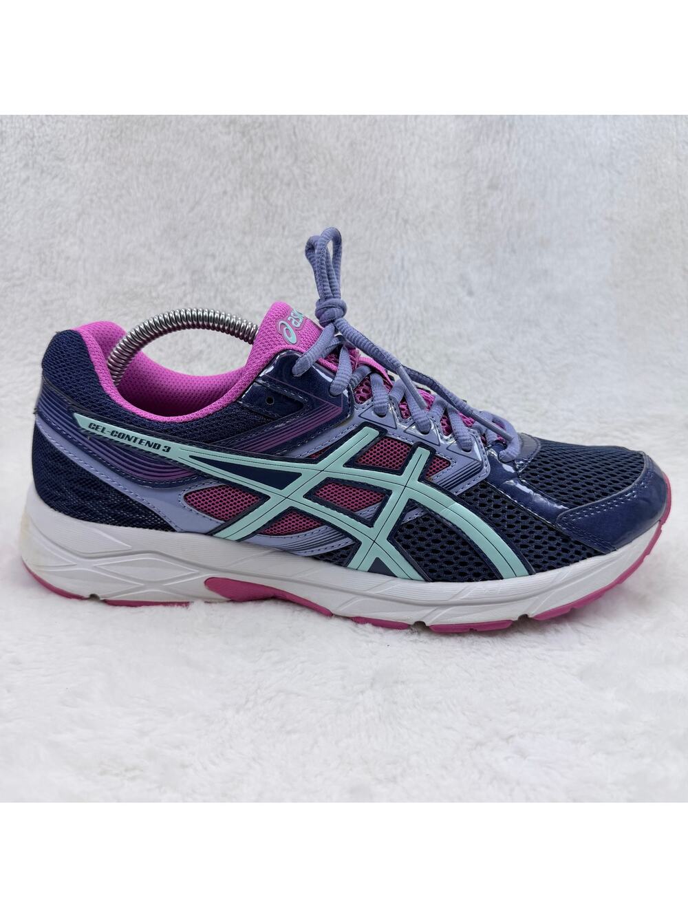 ASICS Gel Contend 3 Womens Running Shoes Navy Pink Blue Size 11 Sneakers